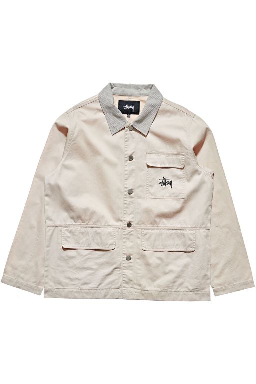 Stussy Mens Denim Chore Coat Jackets White - ZTXLC4309